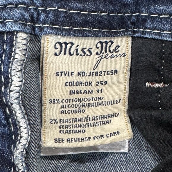 Miss Me Jeans Womens 26x31 Blue Signature Skinny Flap Pockets Distressed Denim - Picture 7 of 13